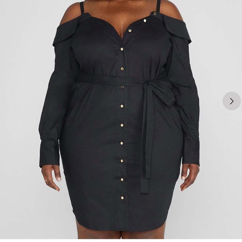 From the off-the-shoulder neckline and easy button-down front to the tie waist